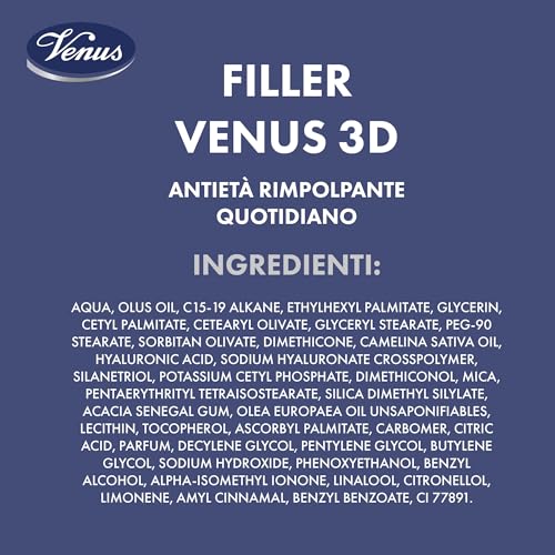 Venus Filler Venus 3D Crema Antietà Volumizzante con Acido Ialuronico Tridimensionale, 50ml