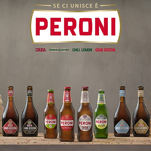Peroni Birra, Cassa con 24 Birre in Lattina da 33 cl, 7.92 L, Birra Lager con Malto 100% Italiano dal Gusto Moderatamente Amaro, Gradazione Alcolica 4.7% Vol