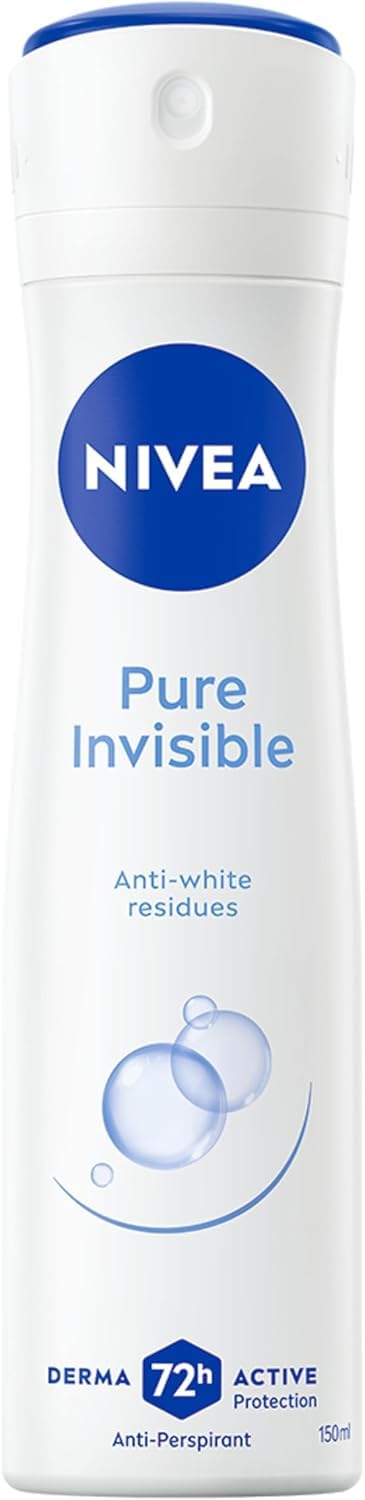 NIVEA Deodorante Spray Pure Invisibile 6 x 150 ml, Deodorante donna per una protezione 72h invisibile, Deo spray antitraspirante senza alcool, Non lascia residui sulla pelle e i vestiti