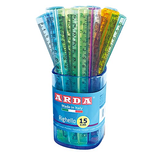 Arda Righelli 15Cm Colori Assortiti-Barattolo da 50 Pezzi Disegno Tecnico, Multicolore, 8003438002822
