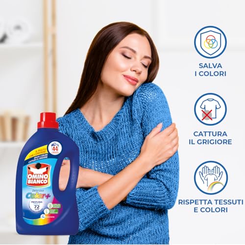Omino Bianco - Detersivo Lavatrice Liquido Color+, 30 Lavaggi, Specifico per Capi Colorati, Tecnologia Salva i Colori e Cattura il Grigiore, 1500 ml