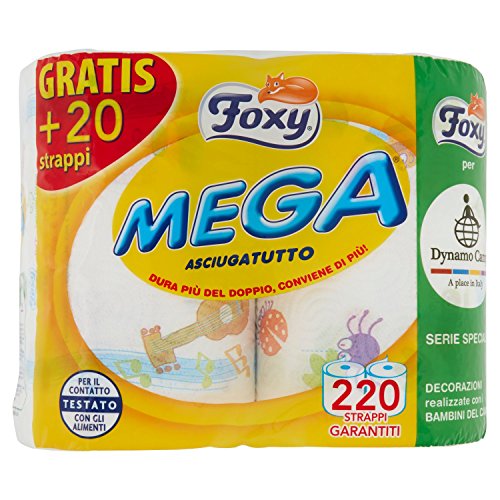 Foxy Mega, Asciugatutto, 220 Strappi - 2 Pezzi