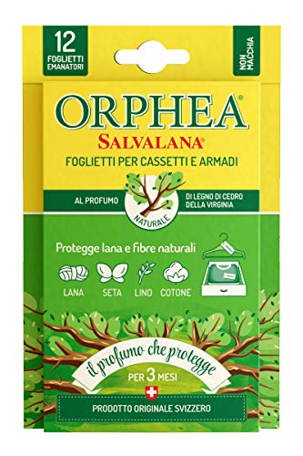 Orphea Salvalana, Foglietti per Cassetti e Armadi, Protegge Lana e Vestiti Tutta la Stagione