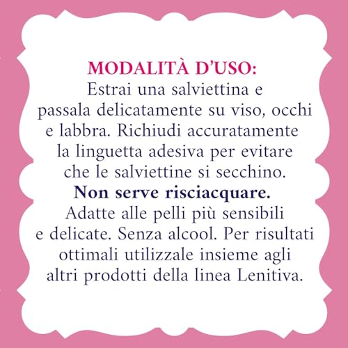 Acqua alle Rose, Salviettine Struccanti Lenitive per Pelli Sensibili, con Estratto di Rosa Chinensis con Azione Protettiva e Struccante sul Viso, Occhi e Labbra, 20 Salviettine