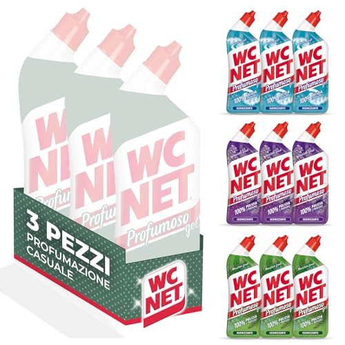 Wc Net - Profumoso Gel, Anticalcare e Igienizzante per WC, Tripacco Mono Fragranza a Seconda della Disponibilità, 3 Flaconi da 700 ml