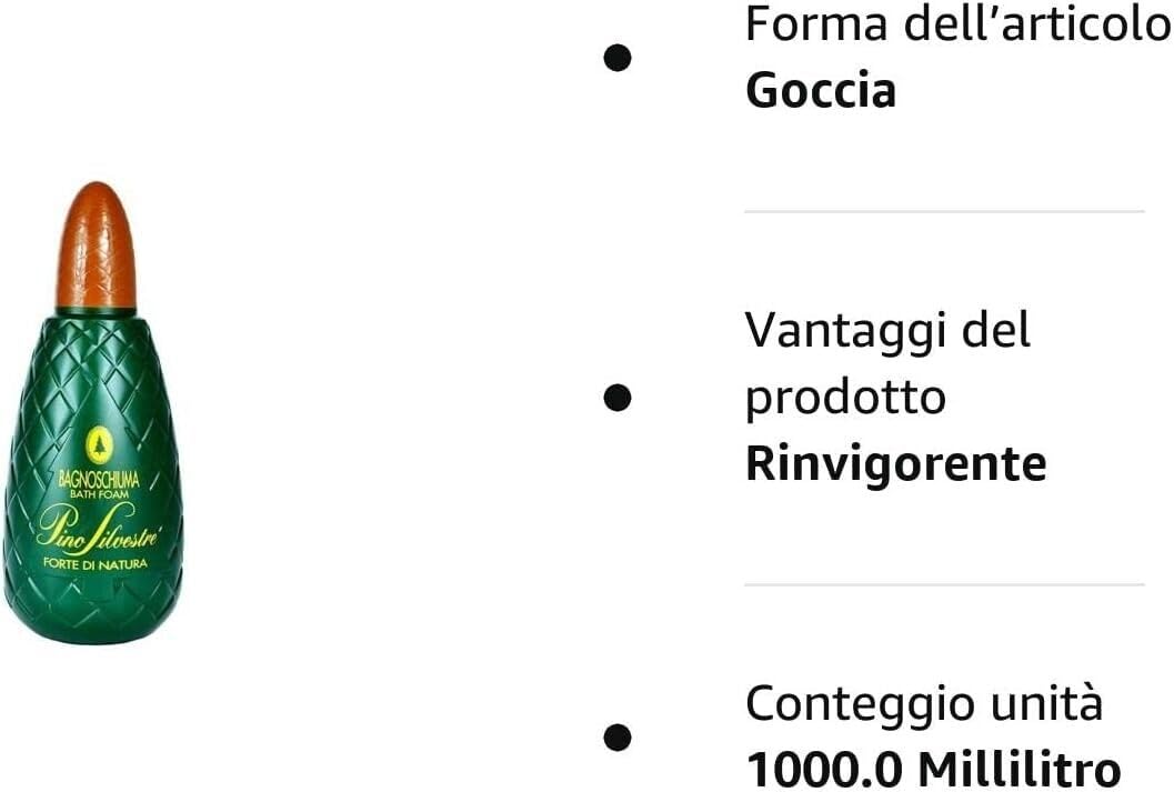Pino Silvestre Bath Foam Forte di Natura Bagnoschiuma, 1000 ml, confezione da 12 pezzi