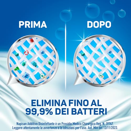 Napisan Additivo Disinfettante Lavatrice Freschezza di Lavanda, Confezione da 1 Litro di Additivo Liquido per Lavatrice, Contro i Batteri e i Cattivi Odori