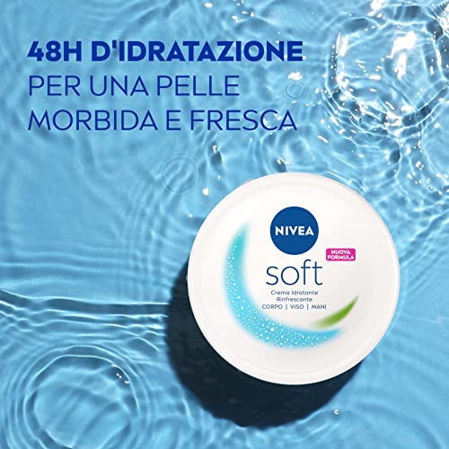 NIVEA Soft Crema Multiuso 1 x 300 ml, Crema Idratante e Rinfrescante, Crema Viso, Corpo, e Mani a Rapido Assorbimento, Arricchita con Vitamina E e Olio di Jojoba