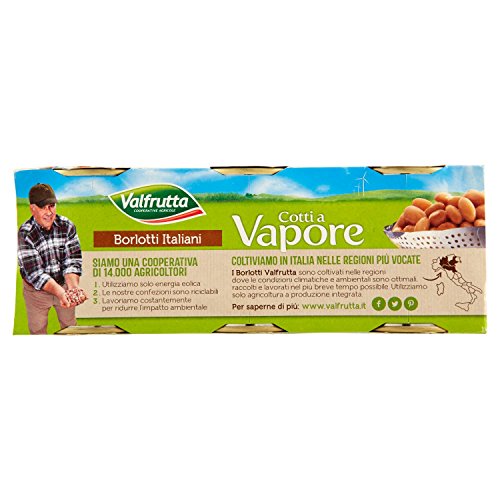 Valfrutta - Borlotti, Cotti A Vapore - 4 confezioni da 3 pezzi da 150 g [12 pezzi, 1800 g]