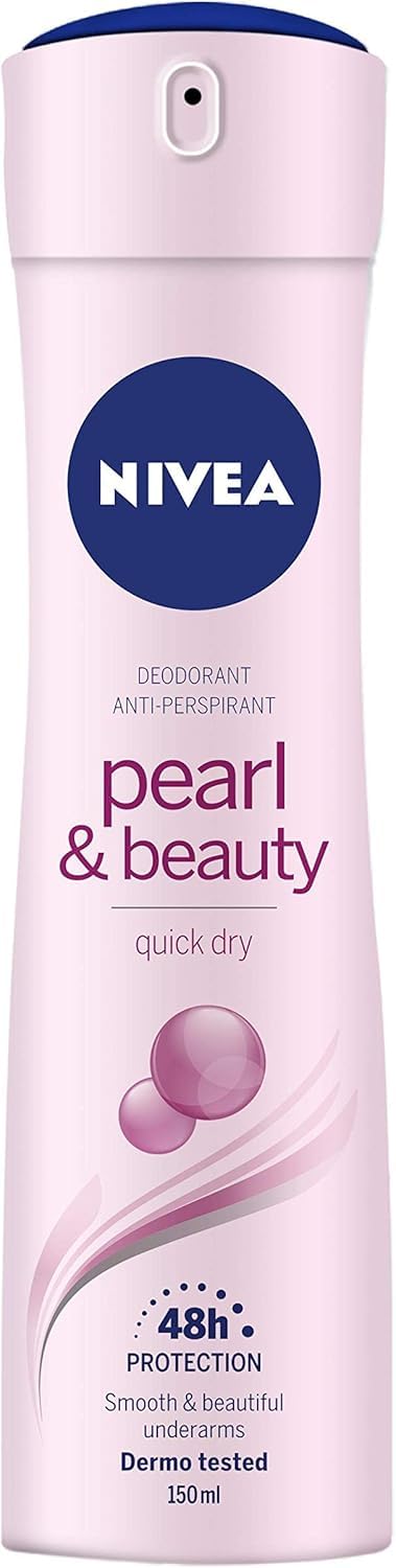 NIVEA Deodorante Spray Pearl & Beauty 6 x 150 ml, Deodorante donna per una protezione 72h, Deo spray antitraspirante con Estratti di Perla e Olio di Avocado per una pelle liscia e luminosa