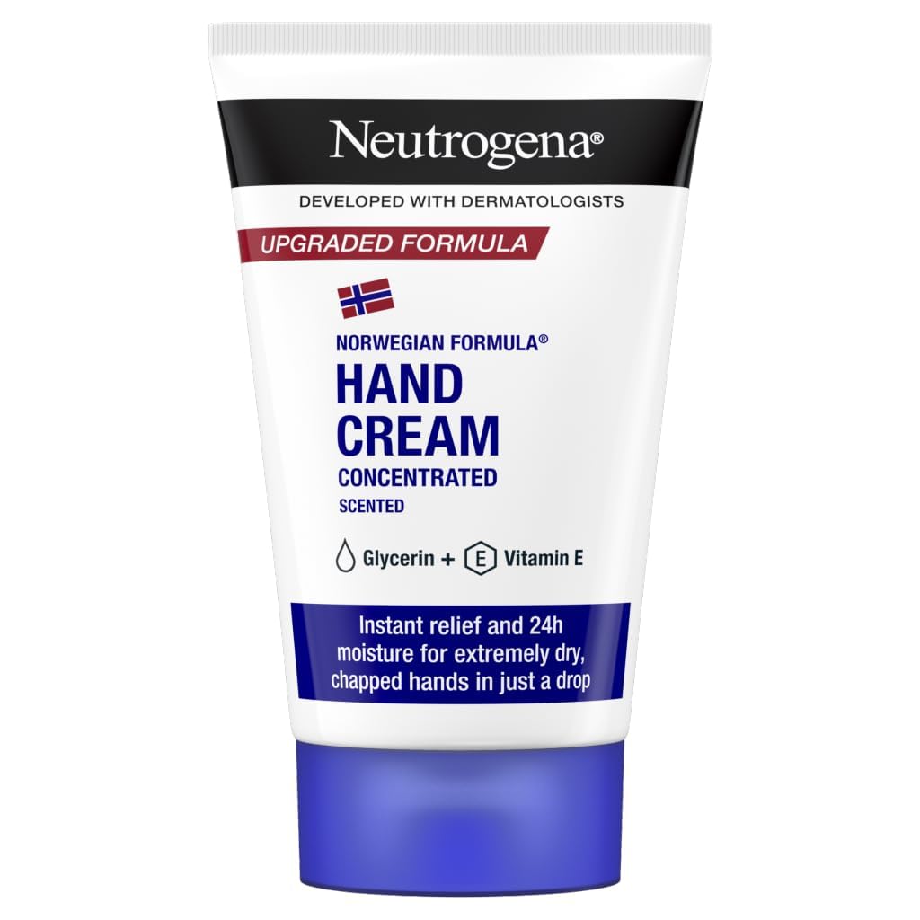 Neutrogena Formula Norvegese Crema Mani Concentrata Profumata, Crema mani riparatrice con Glicerina e Vitamina E, Crema mani secche e screpolate profumata per sollievo e idratazione 24h, 50 ml