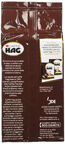 Hag - Caffè Macinato Decaffeinato Gusto Classico - Miscela Caffè per Moka - 16 Confezioni - Pacco da 250 gr