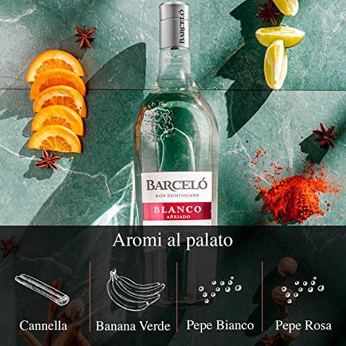 Ron Barceló - Rum Ambrato, Invecchiato Fino a 2 Anni in Barrique di Rovere, Rum Dominicano da 100% Succo di Canna da Zucchero, Per Cocktail Originali