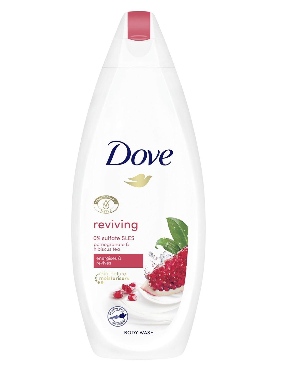 Dove, gel doccia Reviving, confezione da 6 pezzi, melograno e tè all'ibisco, 225 ml