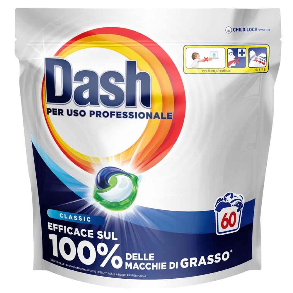 Dash Professional Pods Detergente Capsule Tutto-in-uno Classico, 60 lavaggi. Efficace su tutti i tipi di macchie grasse, Per uso professionale