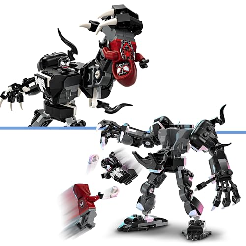 Lego 76276 Marvel Venom Robot Armatura Contro Miles Morales, giocattolo da costruzione con minifigure per ragazzi e ragazze dai 6 anni in su