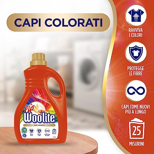 Lip Woolite Detersivo Lavatrice Capi Colorati 25 Lavaggi, 1 Flacone da 1500 ml di Detersivo Lavatrice Liquido Capi Colorati con Cheratina