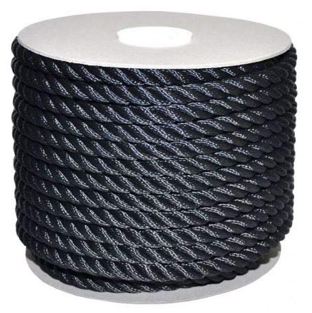 CIMA 22 MM in Poliestere Lucido Nero AFFONDANTE CARICO Rottura 4600 kg - a Metro lineare