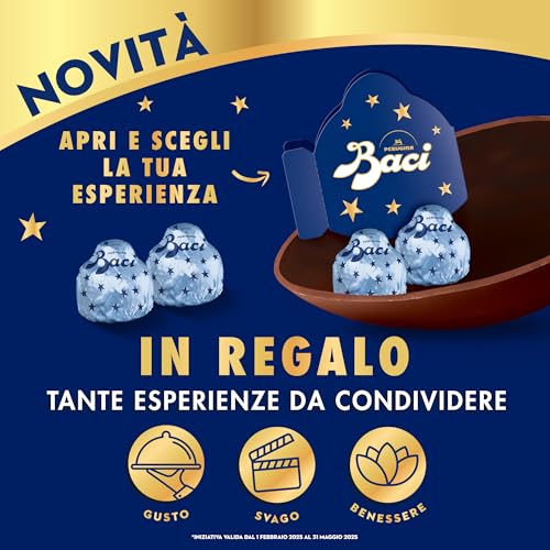 BACI PERUGINA Uovo di Pasqua 2025 Cioccolato al Latte con Sorpresa e 4 Cioccolatini 265g