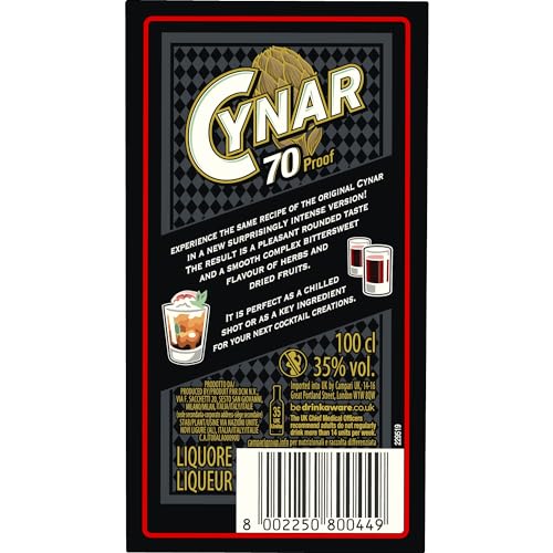 Cynar - 70 High Proof Liquore Amaro a Base di Erbe con Sentore di Frutta Secca, 35% Vol, Bottiglia in Vetro da 1 L