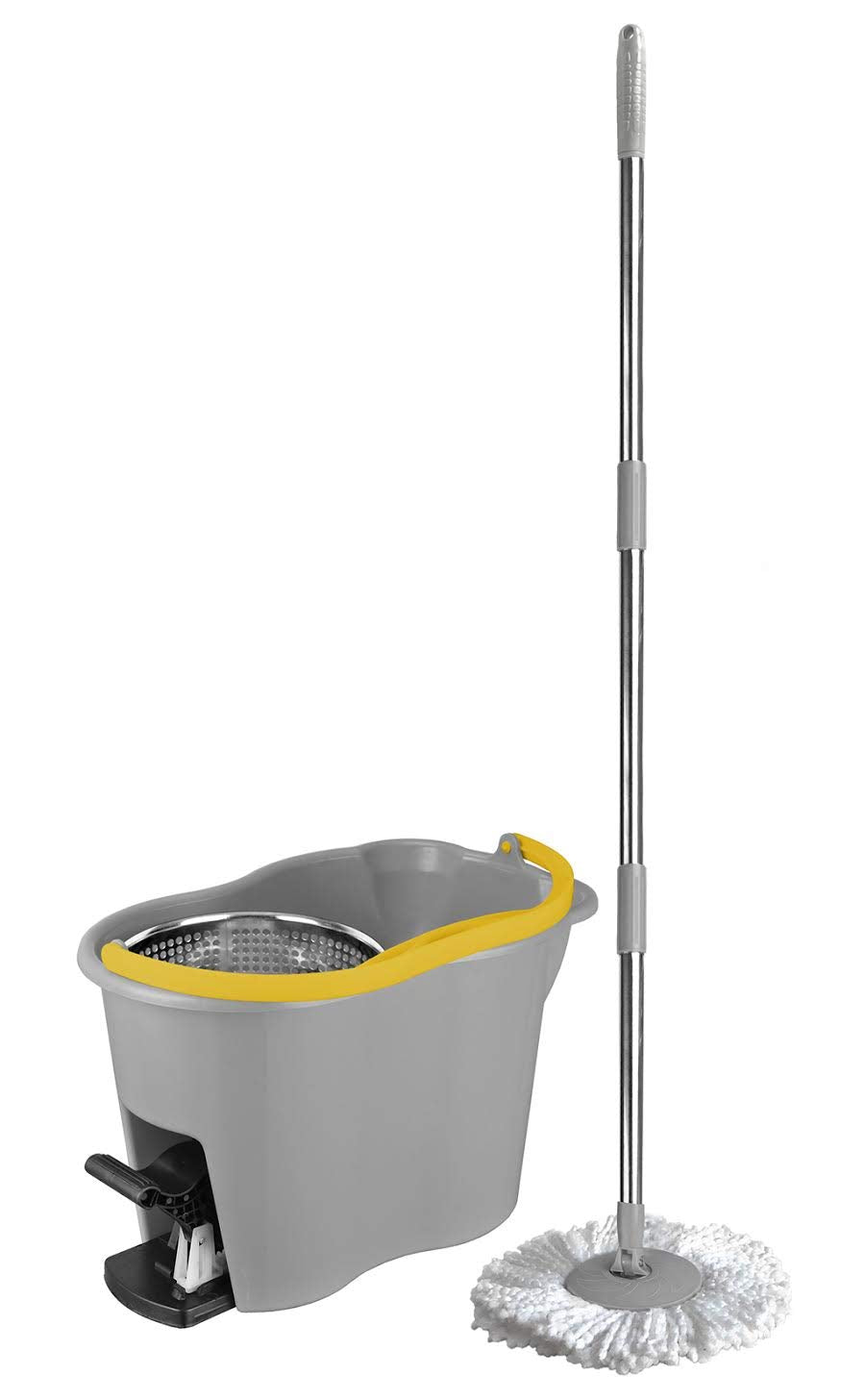 Apex Sistema Lavapavimenti con Secchio, Strizzatore a Centrifuga in Acciaio Inox, Manico e Mocio in Microfibra - Espresso Plus