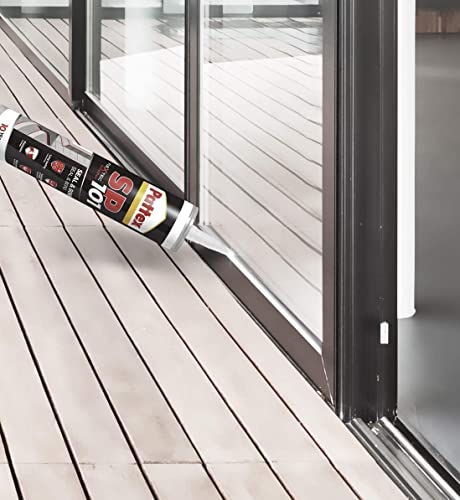 Pattex Sigillante Polimerico SP101, Sigilla e Incolla, Multimateriale, Elevate Prestazioni, Aderisce su Superfici Umide, Resiste ai Raggi UV e Intemperie, Sigillante Grigio, Cartuccia da 280 ml