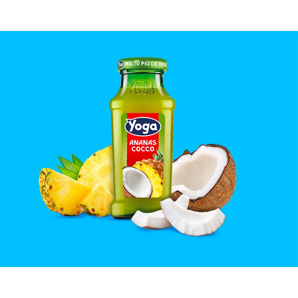 Yoga Succo di Frutta Cocco Ananas 24 Bottiglie in Vetro da 200ml
