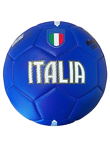 Mikado Sport Pallone da Calcio Modello Italia. Blu. Palla Realizzata in HF PVC. Adulti Ragazzi e Bambini