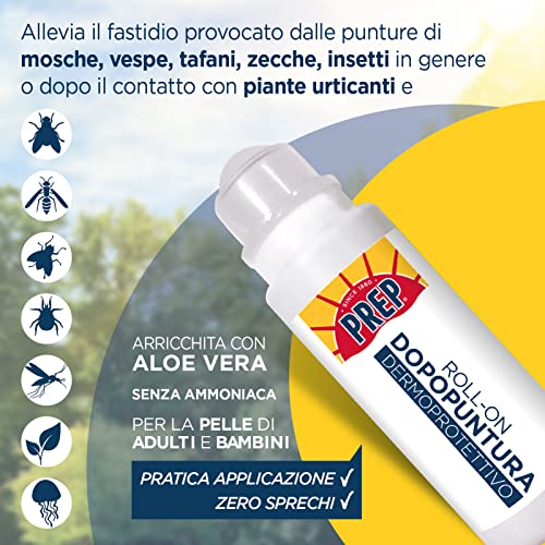 Prep, Penna Roll-On Dopopuntura, Azione Lenitiva e Idratante, Dona Sollievo Immediato dal Prurito per Puntura di Zanzara, Formula Anti-Prurito