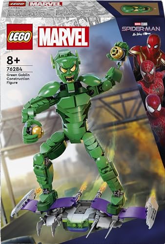 LEGO | Marvel Personaggio Costruibile di Goblin, Gioco d'Azione per Bambini e Bambine da 8 Anni, Action Figure del Nemico di Sider-Man con Arti Snodabili, Aliante e Bombe-Zucca, Idea Regalo 76284