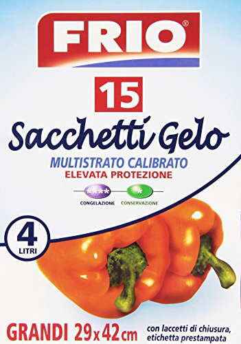 Frio - Sacchetti Gelo, Grandi 29 X 42 Cm, Con Etichetta Prestampata E Laccetti Di Chiusura - 15 Pezzi - [confezione da 8]