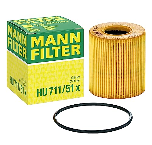 MANN-FILTER HU 711/51 X Oil Filter, Oil filter set with gasket, Gasket set for Cars + Mobil 1 ESP 5W-30 Engine Oil, 5L