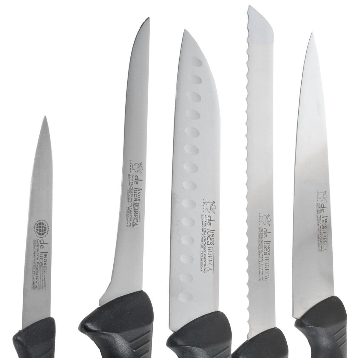 De Luca Ceppo in Legno Porta COLTELLI 5 Pezzi Linea Ho.RE.CA COLTELLERIE