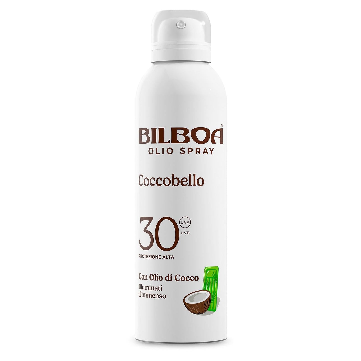 Bilboa Coccobello Olio Solare SPF 30, con Olio di Cocco, Illuminati d’Immenso, Resistente all'Acqua, 200 ml
