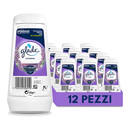 Glade Gel Assorbiodori Profumatore per Ambienti, Per Rinfrescare Stanze e Armadi, Fragranza Mughetto, Formato Scorta 12 Confezioni da 150 gr
