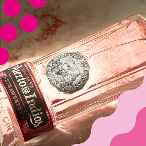 Gin Puerto de Indias - Strawberry Premium Gin - Ginebra Rosa con Fresas Naturales - 70cl - 37.5%