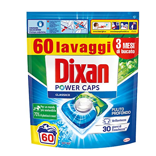 Dixan Powercaps, Detersivo Lavatrice Predosato In Capsule, confezione da 60 capsule (lavaggi) - 900 g