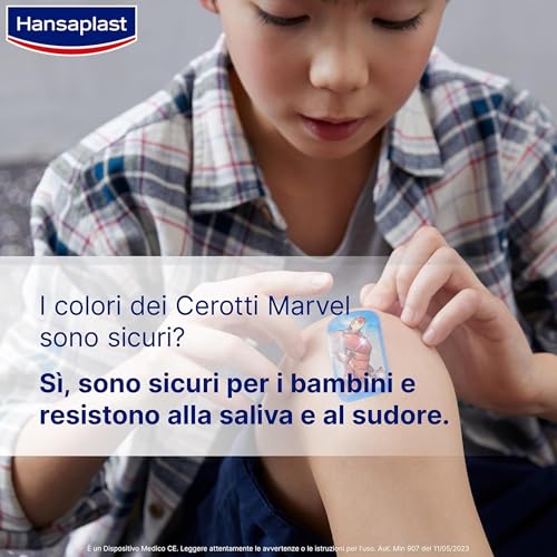 Hansaplast Cerotti MARVEL - Spider-Man, Capitan America e Hulk per Bambini - Delicati Sulla Pelle e Facili Da Rimuovere - 20 Pezzi Assortiti
