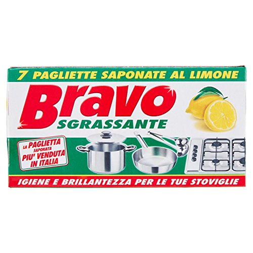 Bravo - Pagliette Saponate Al Limone per Detergenti per la Cucina, 7 Pezzi