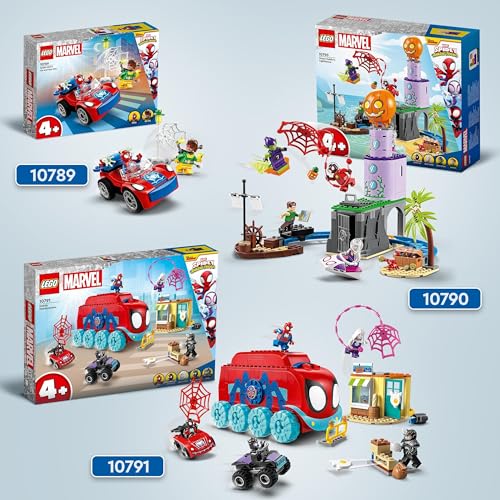 LEGO 10789 Marvel L’Auto di Spider-Man e Doc Ock, Giocattolo di Spidey e i Suoi Fantastici Amici, Giochi per Bambini dai 4 Anni con Mattoncini Fosforescenti