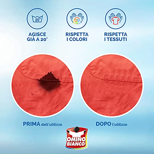 Omino Bianco - Additivo Lavatrice Totale 5 Azioni in 1 in Polvere per Bucato, Azione Smacchiante e Igienizzante, 500 g