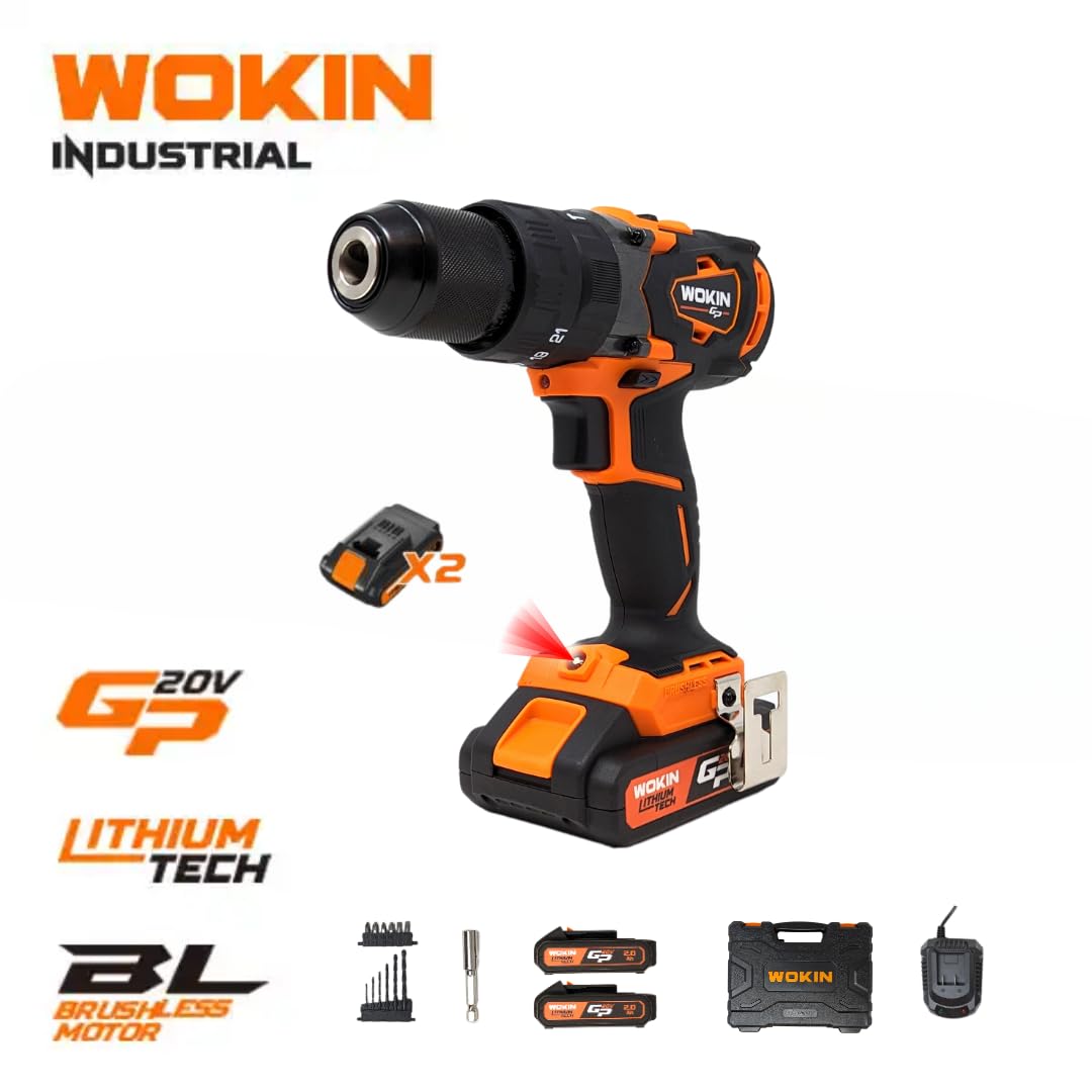 Trapano a percussione batt gp20v 620160 wokin volt 20x2 ah 2,0 + accessori + valigia Wokin