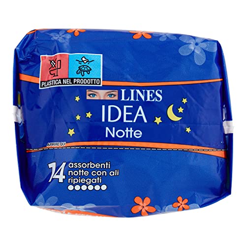 ACE Lines Idea Assorbenti Notte Ripiegati in Bustina con Ali, 14 Pezzi