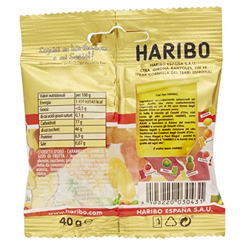 Haribo Mini Orsetti D'Oro, Caramelle Gommose, Gusto Frutta, Ideali Per Feste - 30 Bustine Da 40gr [1200gr]