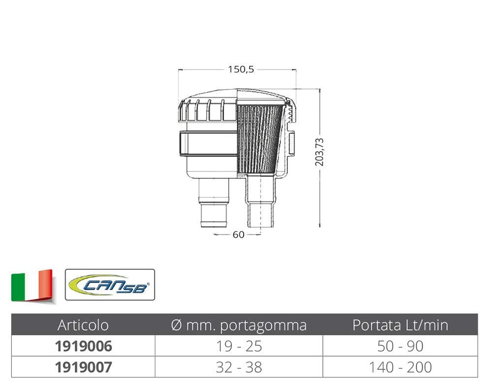 BAJO PEDIDO - FILTRO AGUA MOTOR 32/38MM-1 1/4''-1 1/2''