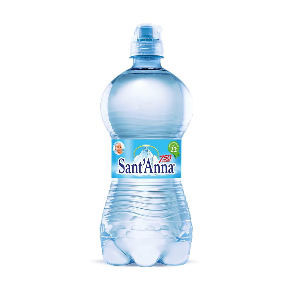 Acqua Sant'Anna Pack 0,75L Sport Bottle Naturale | 24 bottiglie | Acqua Minerale Naturale Oligominerale Minimamente mineralizzata | Bottiglie di Plastica 100% Riciclabile