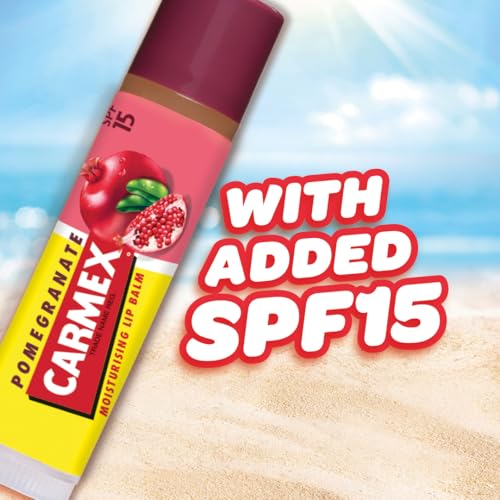 CARMEX Pomegranate SPF15 Lip Balm stick (4.25g) Antioxidant, Vitamin E, and soothing Aloe vera, Ultra Moisturising.