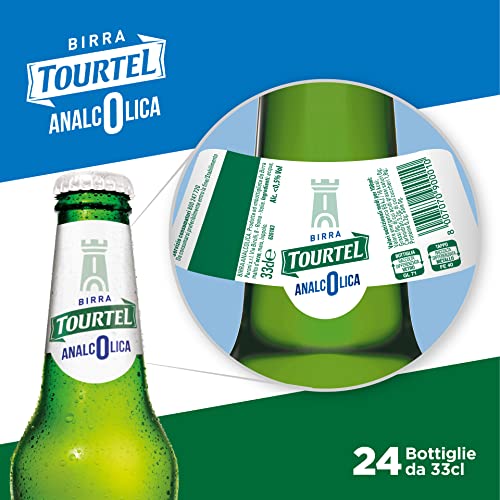 Tourtel Cassa Birra Analcolica con 24 Bottiglie da 33 cl, 7.92 L, Birra Analcolica Premium Lager dal Gusto Pieno e Deciso e dal Colore Giallo Paglierino, Zero Alcol