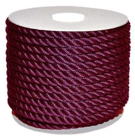 CIMA 12 MM in Poliestere Lucido Bordeaux AFFONDANTE CARICO Rottura 2700 kg - a Metro lineare