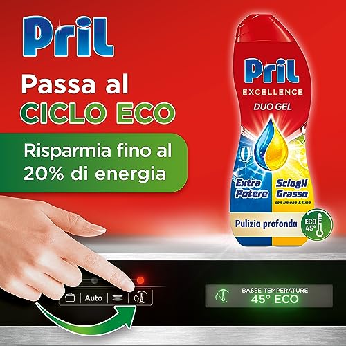 Pril Excellence Duo Gel Detersivo Lavastoviglie Gel, 30 Lavaggi